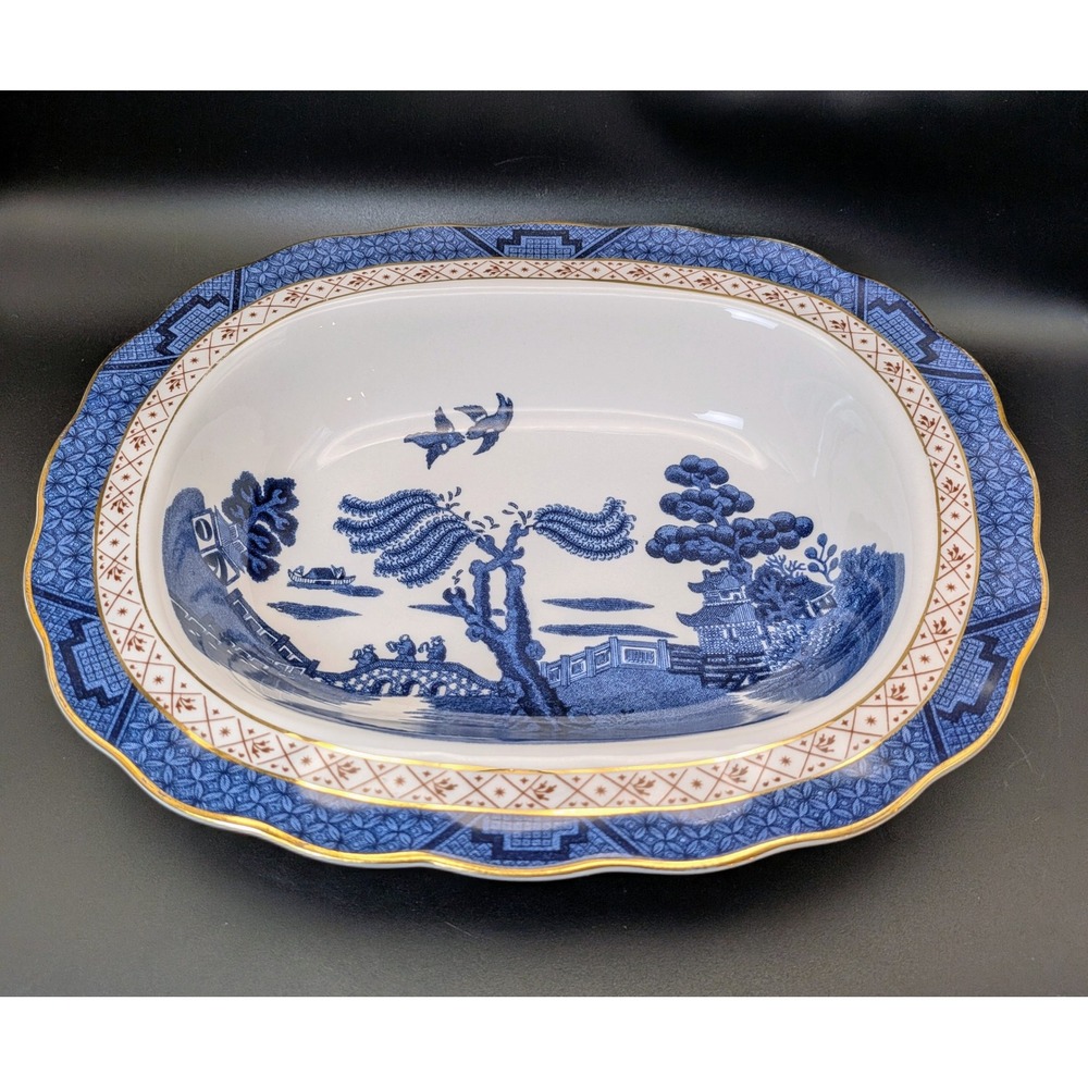 Royal Doulton Booths Real Old Willow Blue and White Oval Serving Bowl